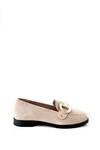 Gerçek Süet  Bej Tokalı Velvet  Kadın Loafer 