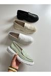 Gerçek Deri Beyaz  Kadın Loafer  Holi