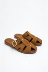 Zımbalı Camel Süet   Kadın Terlik Sloppy  