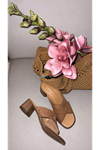 Hakiki Süet  Deri Kadın  Topuklu Terlik Toprak Kahve  Sisili